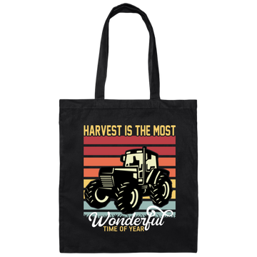 Harvest Is The Most Wondeful Time Of Year, Retro Farmer Canvas Tote Bag