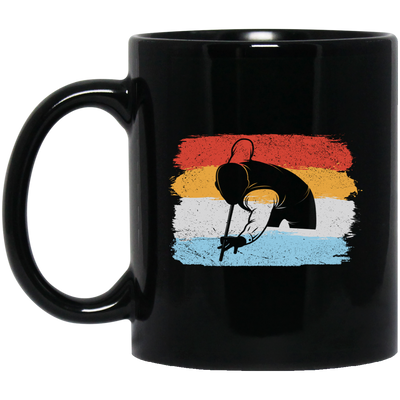 Billiard Player, Billiard Lover, Retro Billiard, Billiard Silhouette Black Mug