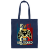 Gamer Love Gift, Level 5 Unlocked, Retro Style For 5th Birthday, Love 5th Canvas Tote Bag