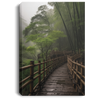 Drizzle In Bamboo Forest, Endless Mountain, Small Bridge In The Forest Canvas