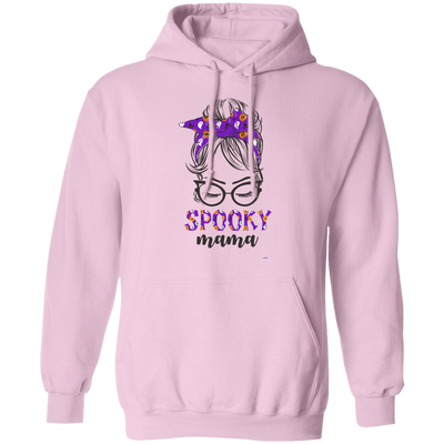 Spooky Mama, Halloween Party, Messy Buns Halloween Pullover Hoodie