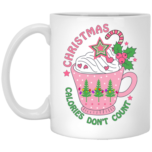 It's Christmas, Calories Don_t Count, Xmas Cup, Xmas Tea White Mug