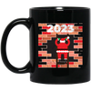 2023 Christmas, Build The Wall, Santa Building Wall, Merry Christmas, Trendy Christmas Black Mug