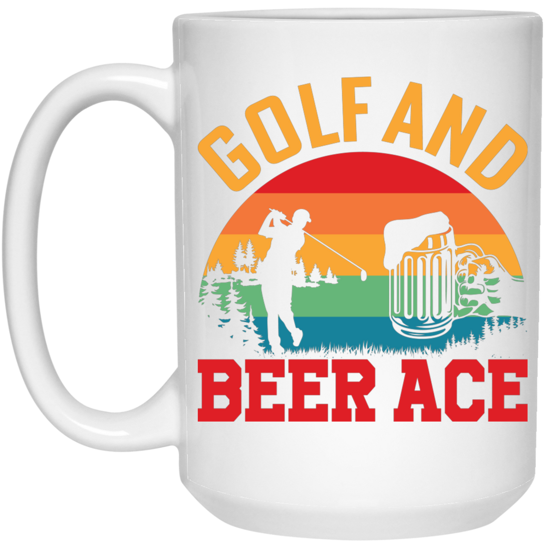 Golf And Beer Ace, Retro Golf, Golf With Beer White Mug