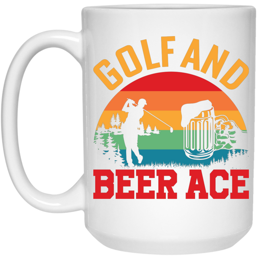 Golf And Beer Ace, Retro Golf, Golf With Beer White Mug