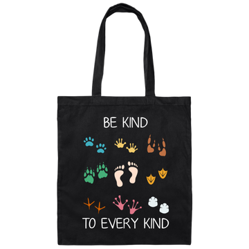 Be Kind To Every Kind, Cute Feet, Human And Animal Canvas Tote Bag