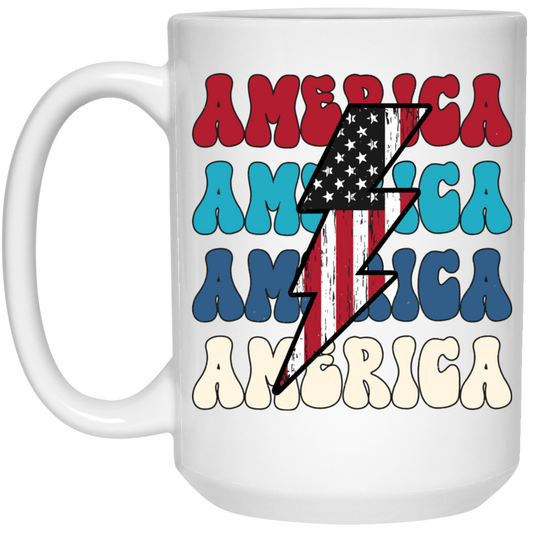 America, Flash America, American Flag, July 4th White Mug