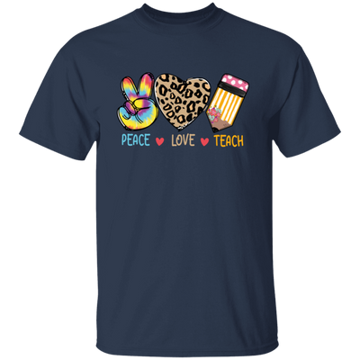 Peace Love Teach, Colorful Peace, Leopard Love Unisex T-Shirt