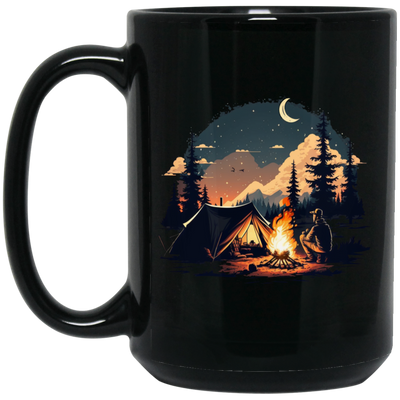 Outdoor Enthusiast Enjoying A Peaceful Camping Trip Under The Stars Black Mug