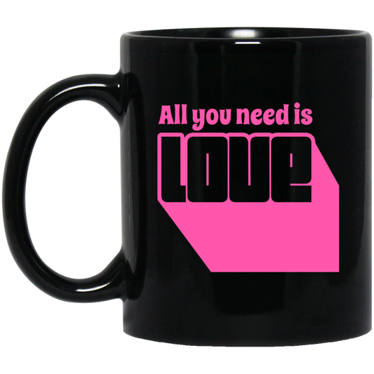 All You Need Is Love, Cute Love, Pink Love, Love Silhouette Black Mug
