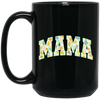 Mama Gift, Floral Mama, Mama Varsity, Mama Design, Mother's Day-green Black Mug