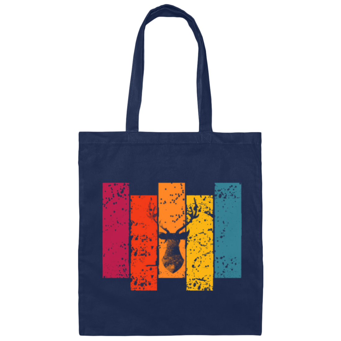 Retro Colourful Deer, Reindeer Gift Canvas Tote Bag
