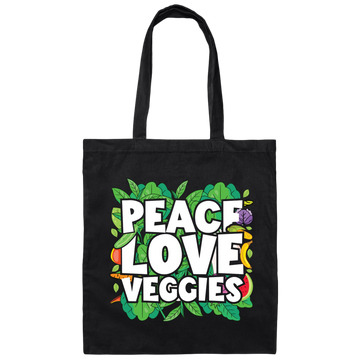 Peace Love Veggies, Vegan Day, Vegan Peoples Canvas Tote Bag