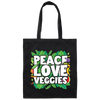 Peace Love Veggies, Vegan Day, Vegan Peoples Canvas Tote Bag