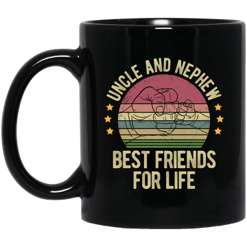 Uncle And Nephew, Best Friends For Life, Retro Nephew With Uncle Black Mug
