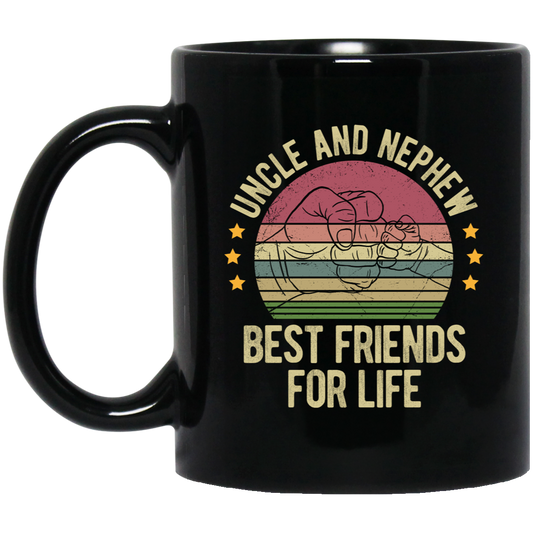 Uncle And Nephew, Best Friends For Life, Retro Nephew With Uncle Black Mug