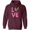 Love Heart Design, Leopard Pattern, Valentine's Day Pullover Hoodie