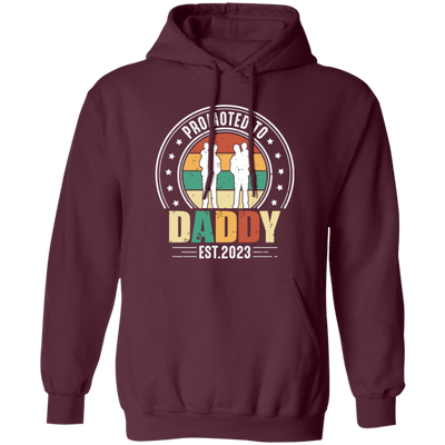 Promoted To Daddy, Retro Dad And Son, Father's Day Gifts Pullover Hoodie