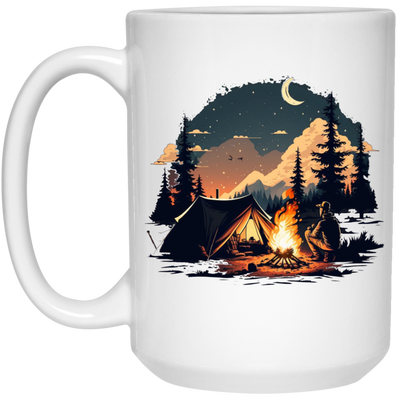 Outdoor Enthusiast Enjoying A Peaceful Camping Trip Under The Stars White Mug