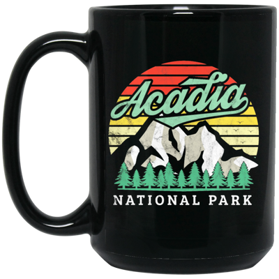 Acadia National Park, Retro Acadia, National Park Gift, Acadia Lover Black Mug