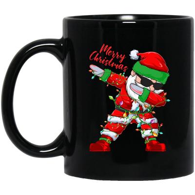 Dabbing Santa, Santa Claus, Xmas Light With Santa, Merry Christmas, Trendy Christmas Black Mug