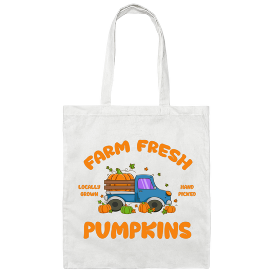 Farm Fresh Pumpkins, Love Thanksgiving, Fall Season, Vegetable Truck Canvas Tote Bag