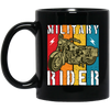 Military Rider, Motorbike, Retro Rider, Vintage Biker Black Mug