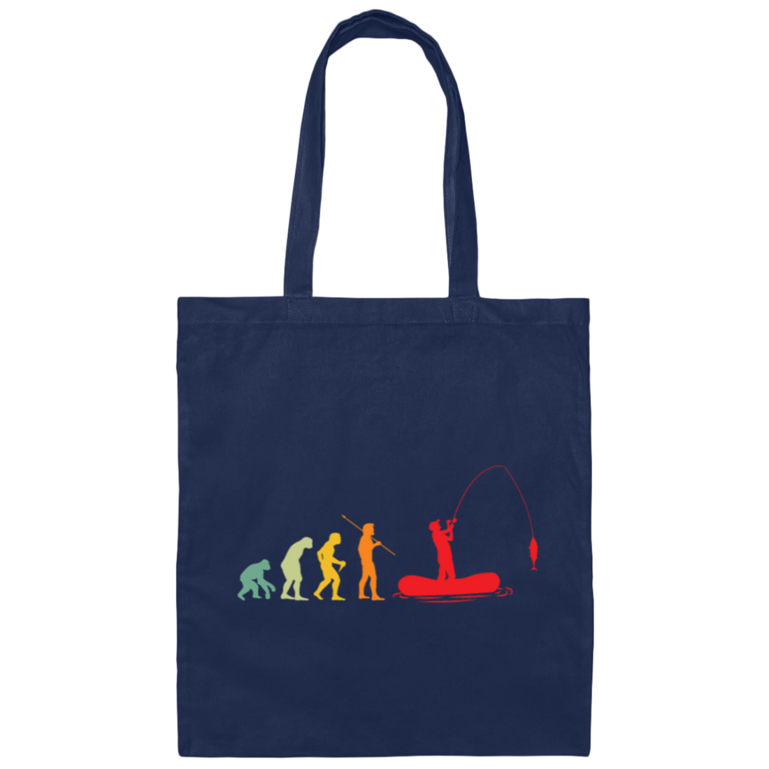 Retro Fishing Evolution Angler Fishing Sport Fishing Canvas Tote Bag