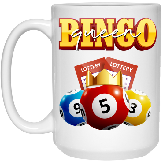 Bingo Queen, Love Bingo, Lottery Ticket, Win Lottery White Mug