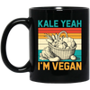 Kale Yeah, I'm Vegan, Retro Kale Yeah, Vegan Vintage Black Mug