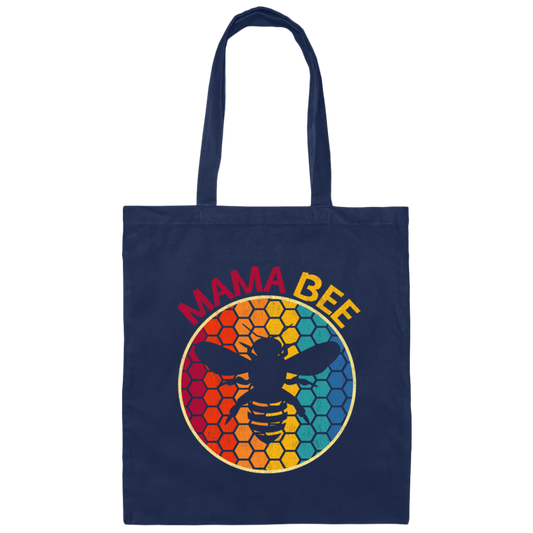 Retro Mama Bee, Bee Lover, Vintage Colorful Bumblebee Gift Canvas Tote Bag