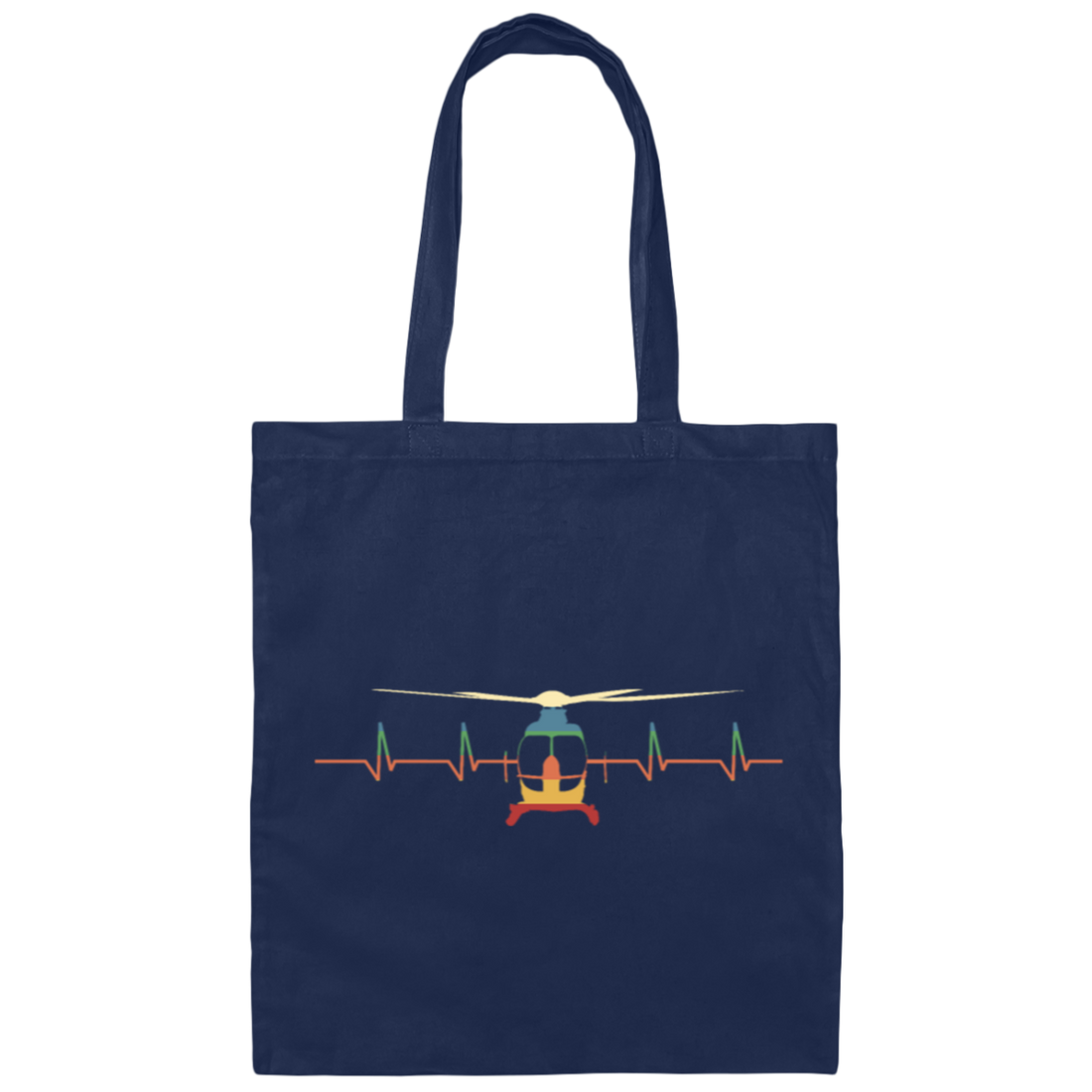 Helicopter Heartbeat, Helicopter Pilot Gift Canvas Tote Bag