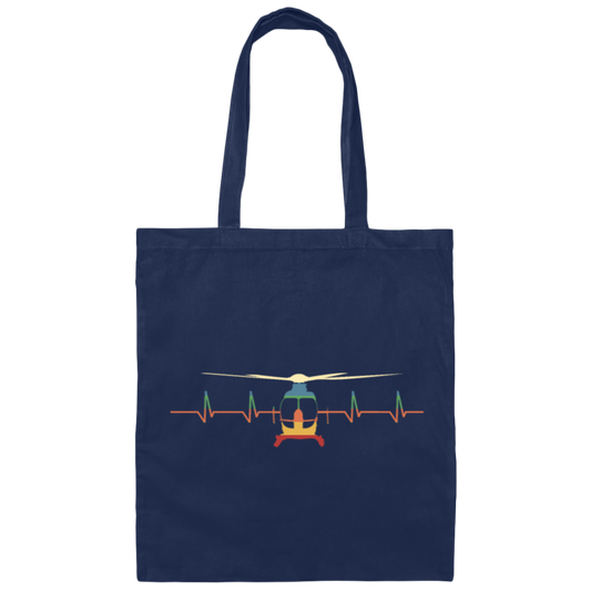 Helicopter Heartbeat, Helicopter Pilot Gift Canvas Tote Bag