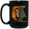 Christian Quotes Jesus Is My Everything, Lion Jesus, Love Christ Black Mug