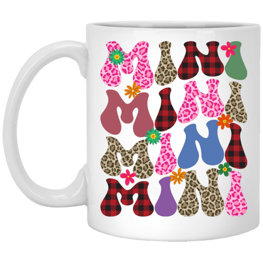 Mini Gift, Love My Mini, Mini Gift, Leopard Pattern, Plaid Pattern White Mug