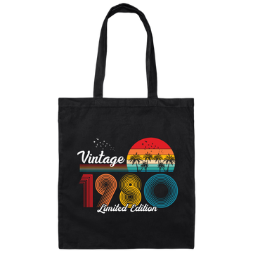 Vintage 1980, 1980 Birthday, 1980 Limited Edition, 1980 Retro Canvas Tote Bag