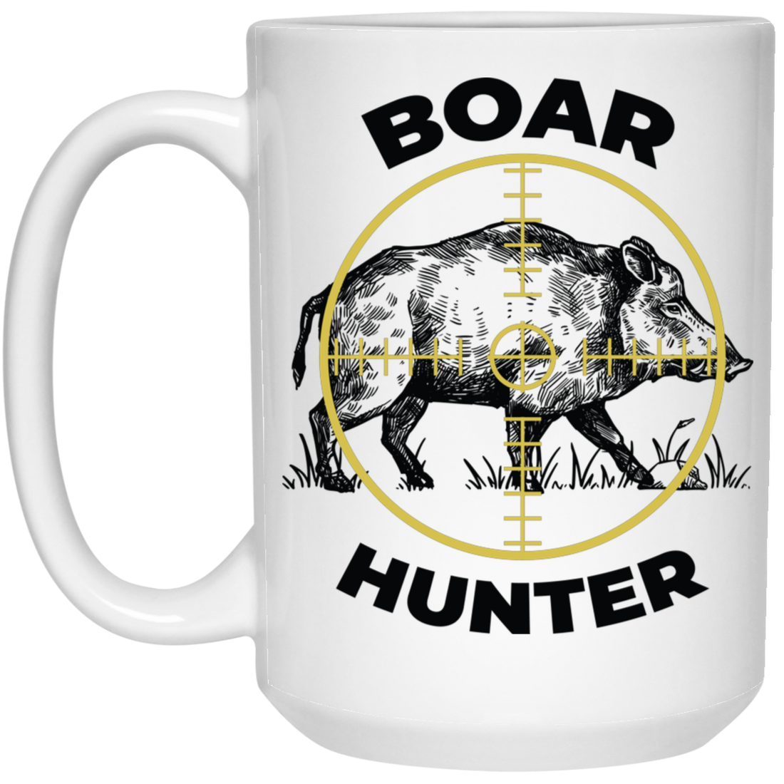 Boar Hunter, Wild Animal Hunter, Retro Boar, Boar Lover White Mug