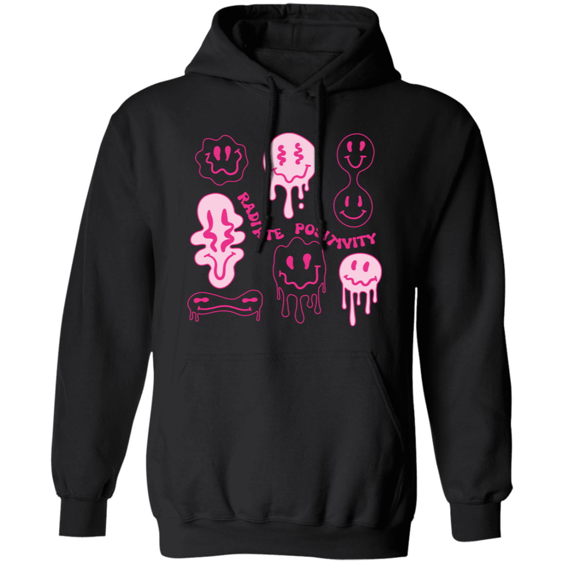 This Radiate Positivity, Groovy Smile Face, Radiate Positivity Energy Pullover Hoodie radiates positive energy with its uniquely designed groovy smile face. Its comfortable fabric and classic fit will make it a wardrobe staple for years to come.