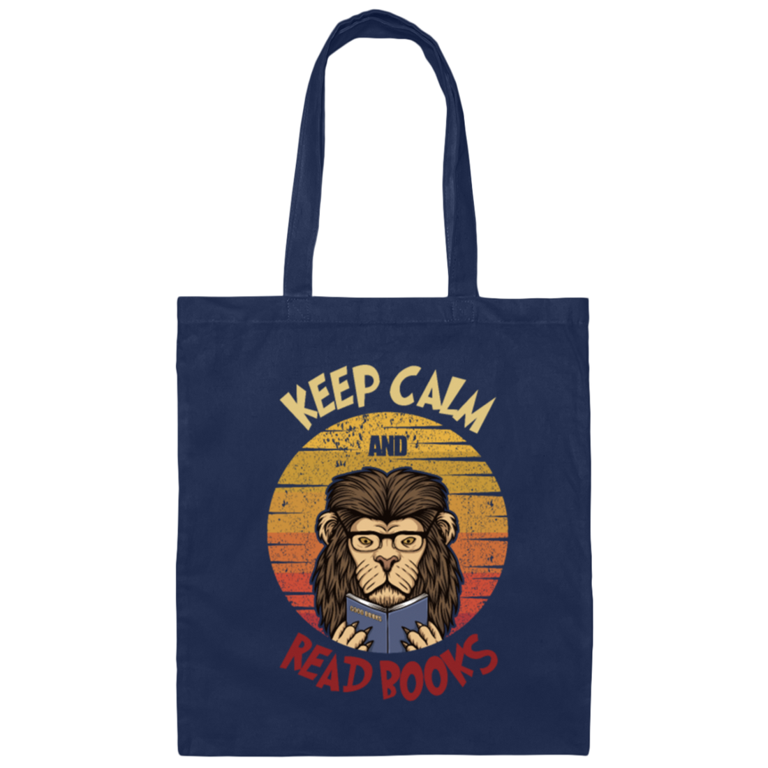 Books Reading Retro Glasses Lion Bookworm Vintage Canvas Tote Bag