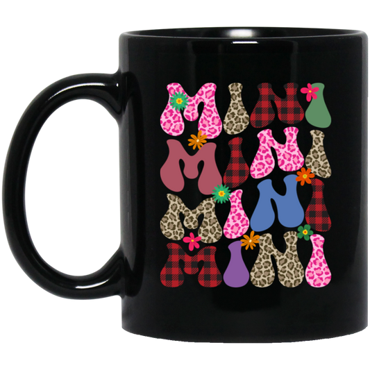 Mini Gift, Love My Mini, Mini Gift, Leopard Pattern, Plaid Pattern Black Mug