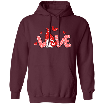 Love Gnome, Love You, Valentine Gnome, Cute Love, Valentine's Day, Trendy Valentine Pullover Hoodie