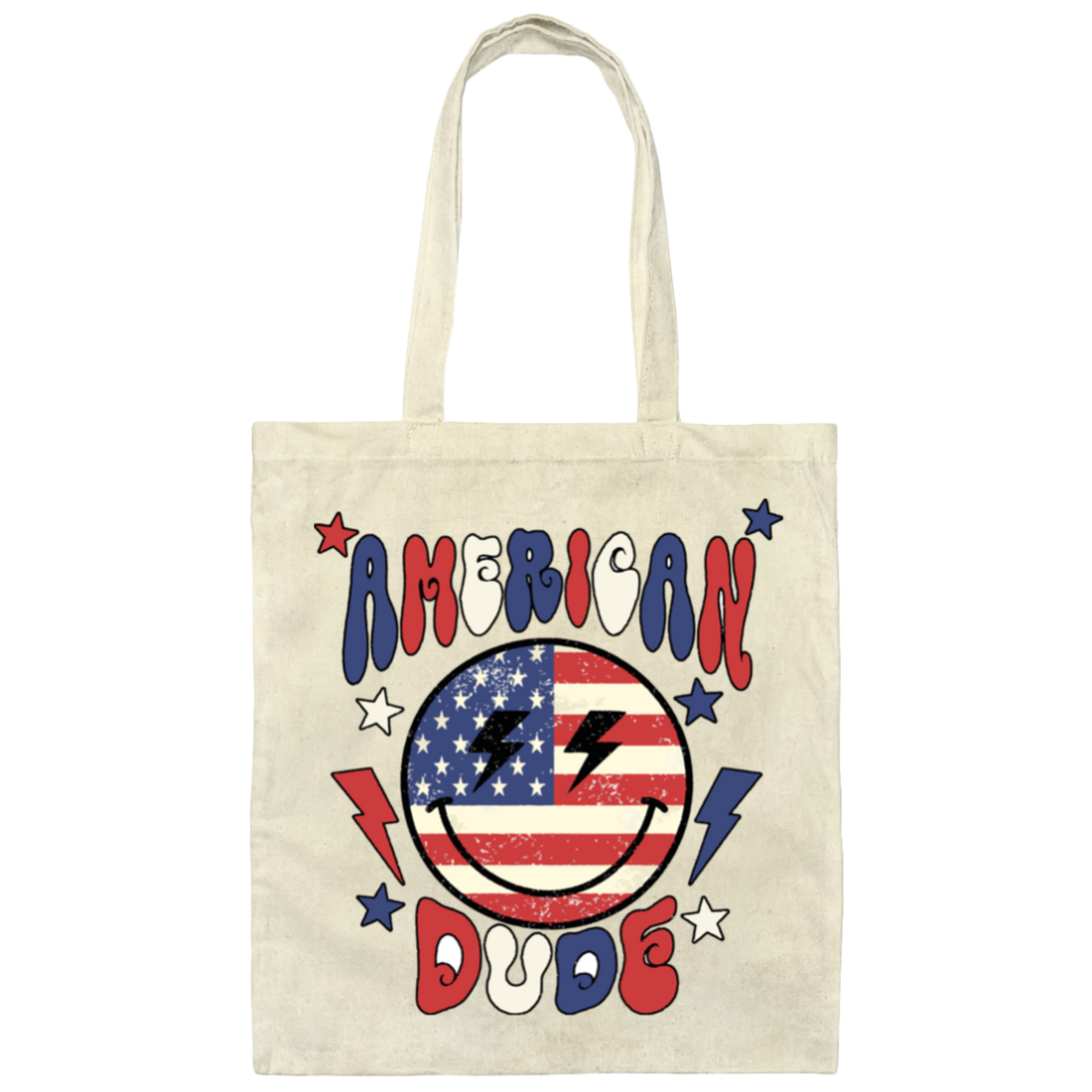 American Dude, Proud Of America, American Smile, Retro American Canvas Tote Bag