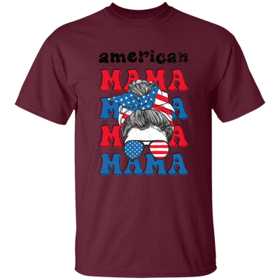 American Mama, Mother's Day, American Messy Bun Unisex T-Shirt