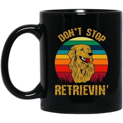 Golden Lover, Retriever Dog, Retro Golden, Don't Stop Retrieving Black Mug