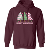 Pink Christmas, Christmas Tree, Pink Plaid Xmas Tree Christmas Pullover Hoodie