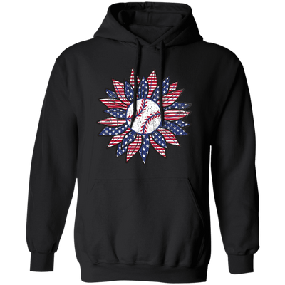 American Baseball, Sunflower Baseball, Leopard Sunflower-2 Pullover Hoodie