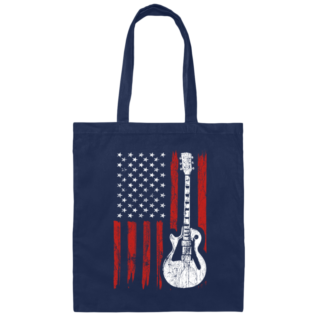 Electric Guitar, American Flag Gift Canvas Tote Bag