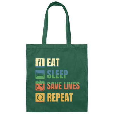 Retro Nurse Eat Sleep Repeat Gift, Nurses Rock Canvas Tote Bag