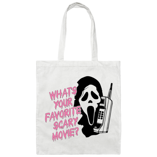 What's Your Favorite Scary Movie, Horror Film, Halloween Canvas Tote Bag