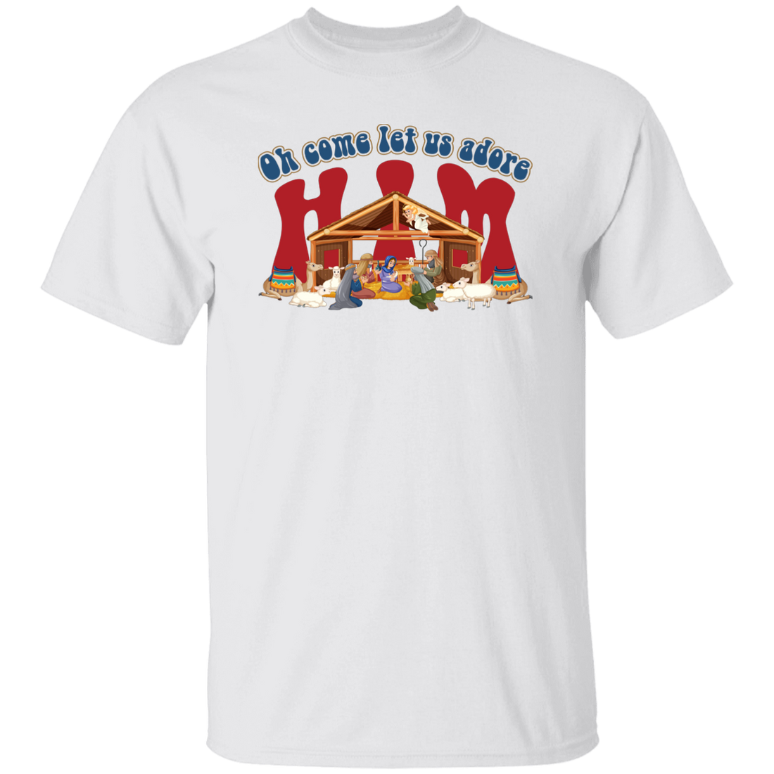 Oh Come Let Us Adore Him, Christ Family, Christian Gift Christmas Unisex T-Shirt